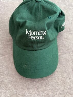 AG Adriano Goldschmied Green "Morning Person" Baseball Cap